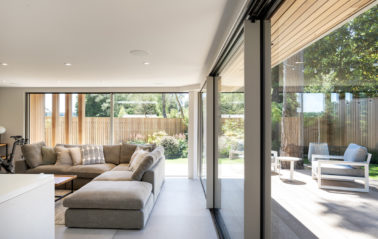 Cool shaded comfortable interior of a garden room