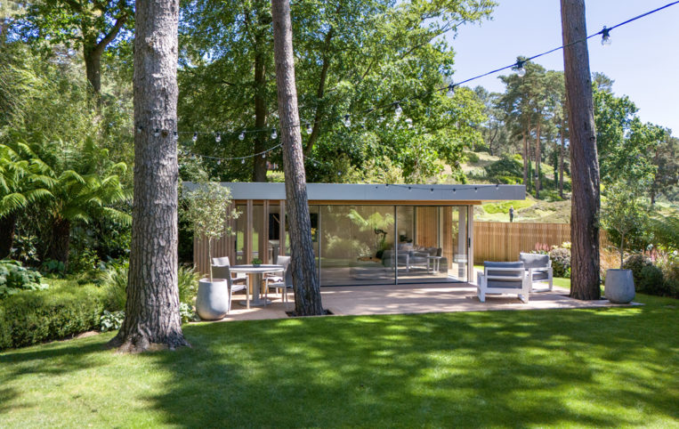 View of garden room with full height glass