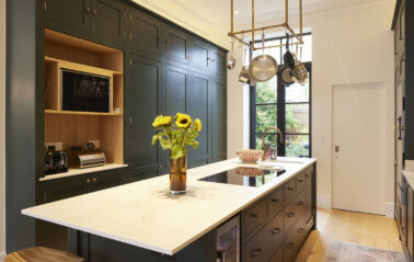 Traditional Kitchen with French doors